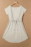 Tied Striped Cap Sleeve Dress - Trendsi - Flyclothing LLC
