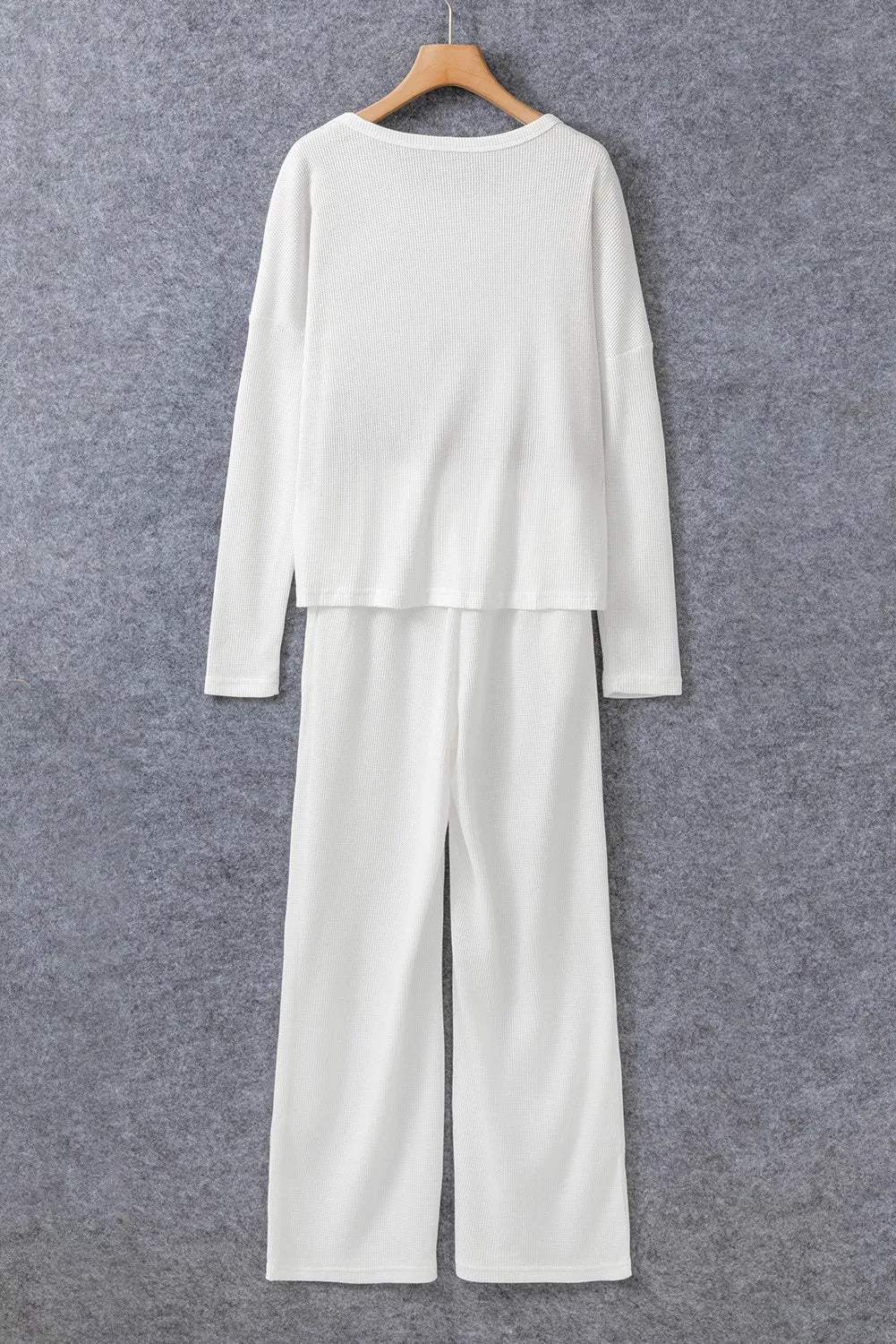 Round Neck Long Sleeve Top and Drawstring Pants Lounge Set - Trendsi - Flyclothing LLC