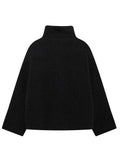 Zip Up Turtleneck Long Sleeve Plush Jacket - Trendsi - Flyclothing LLC