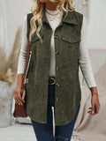 Button Up Collared Neck Vest Coat - Trendsi - Flyclothing LLC