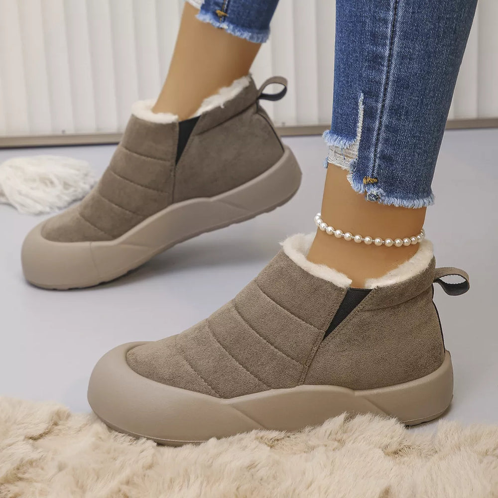 Warm Plush Lined Ankle Boots - Trendsi - Flyclothing LLC