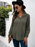Half Button Long Sleeve T-Shirt - Trendsi - Flyclothing LLC