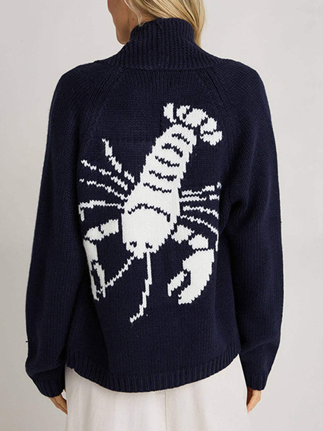 Lobster Button Up Long Sleeve Cardigan - Trendsi - Flyclothing LLC