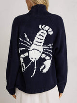 Lobster Button Up Long Sleeve Cardigan - Trendsi - Flyclothing LLC
