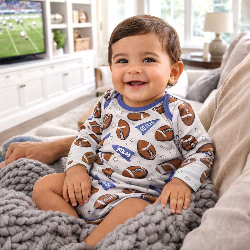 Baby Boy Football Bamboo Stretch Bodysuit - Tesa Babe - Flyclothing LLC