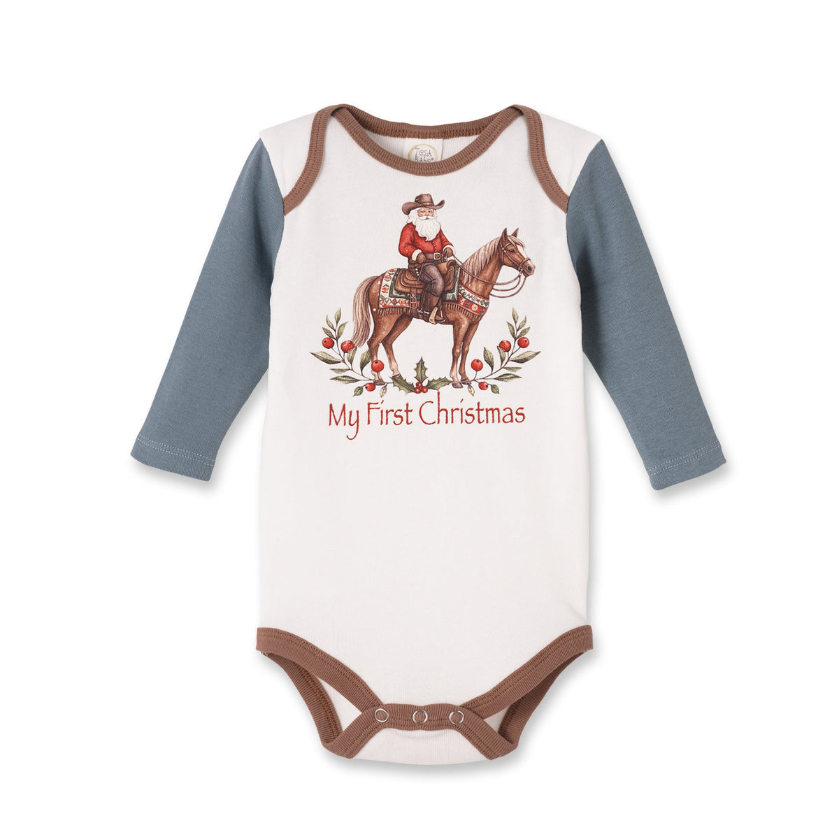 My First Christmas Cowboy Baby Bodysuit - Cotton Rib - Tesa Babe - Flyclothing LLC