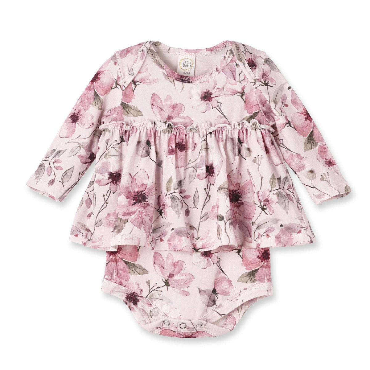 Watercolor Floral Skirted Baby Bodysuit - Bamboo - Tesa Babe - Flyclothing LLC
