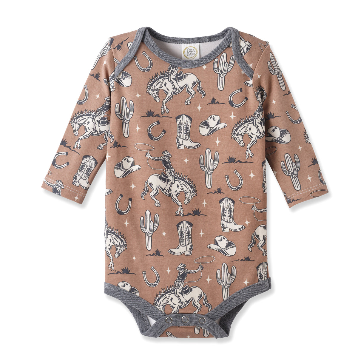 Wild Wrangler/Brown Western Cowboy Bamboo Baby Boy Bodysuit - Tesa Babe - Flyclothing LLC