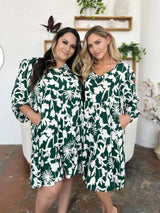 Double Take Full Size Printed Ruffle Hem Dress with Pocket - Trendsi - Flyclothing LLC