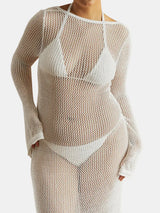 Openwork Backless Flare Sleeve Cover-Up Dress - Trendsi - Flyclothing LLC