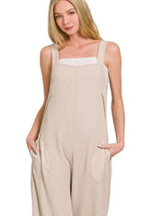 Zenana Knit Waffle Wide Leg Overalls - Trendsi - Flyclothing LLC