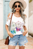 Lace Detail Round Neck Cold Shoulder Blouse - Trendsi