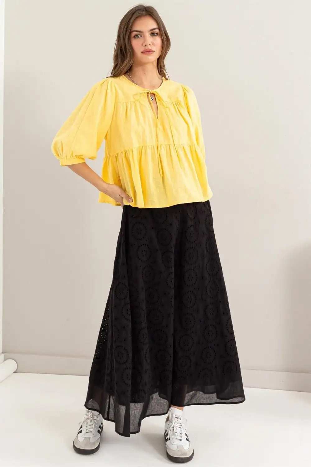 HYFVE Eyelet High-Waist Midi Skirt - Trendsi - Flyclothing LLC