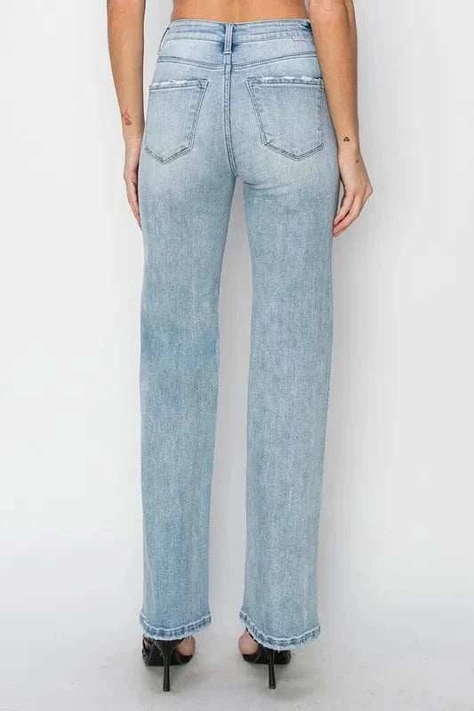 RISEN Full Size High Rise Straight Jeans Plus Size - Trendsi - Flyclothing LLC