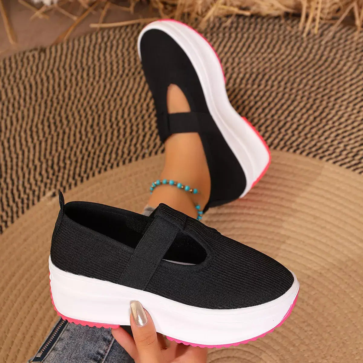 Round Toe Platform Slip-Ons - Trendsi - Flyclothing LLC