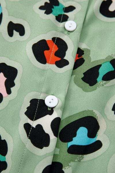 Leopard Collared Neck Top and Pants Set - Trendsi - Flyclothing LLC