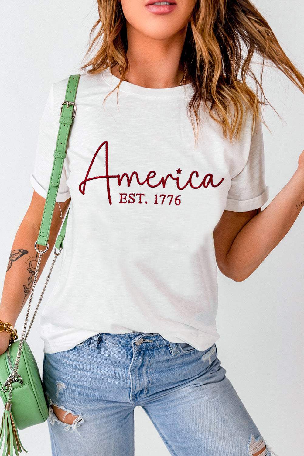 Letter Graphic Round Neck Short Sleeve T-Shirt - Trendsi - Flyclothing LLC