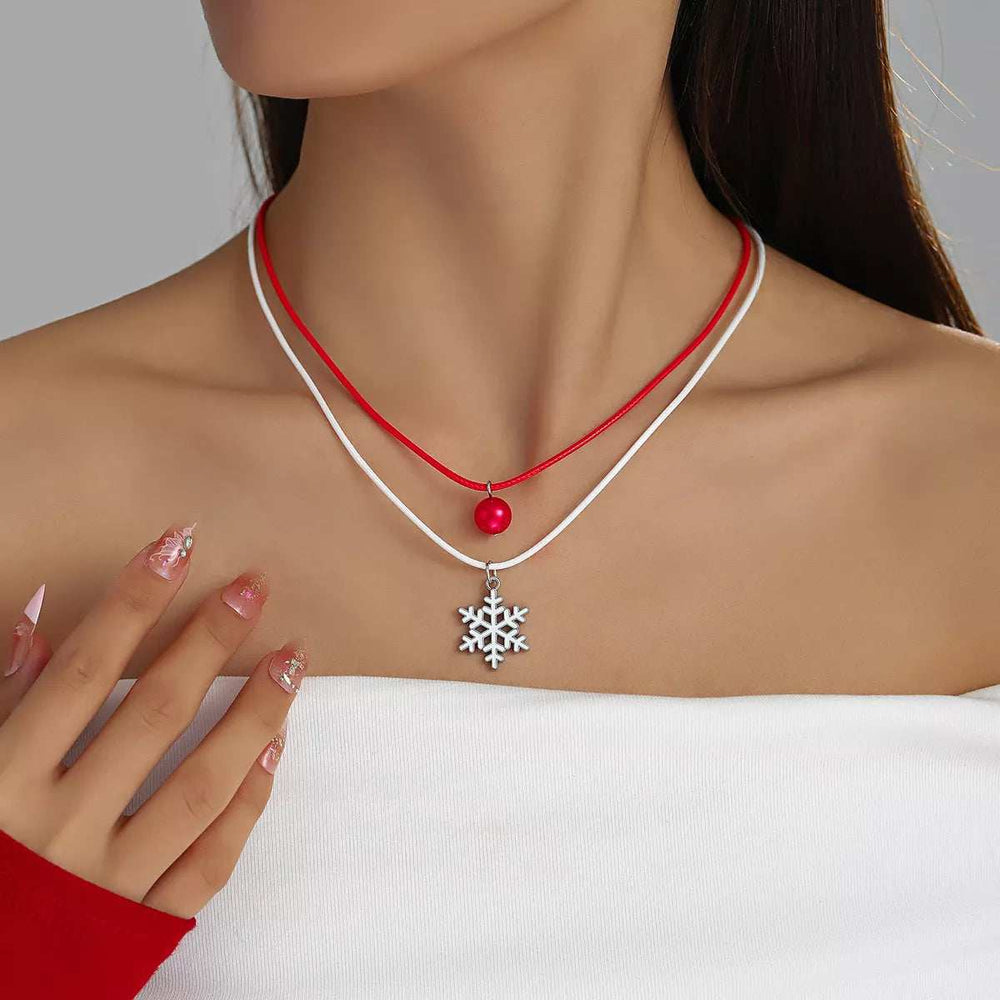 2 Piece Christmas Themed Pendant Necklace - Trendsi - Flyclothing LLC