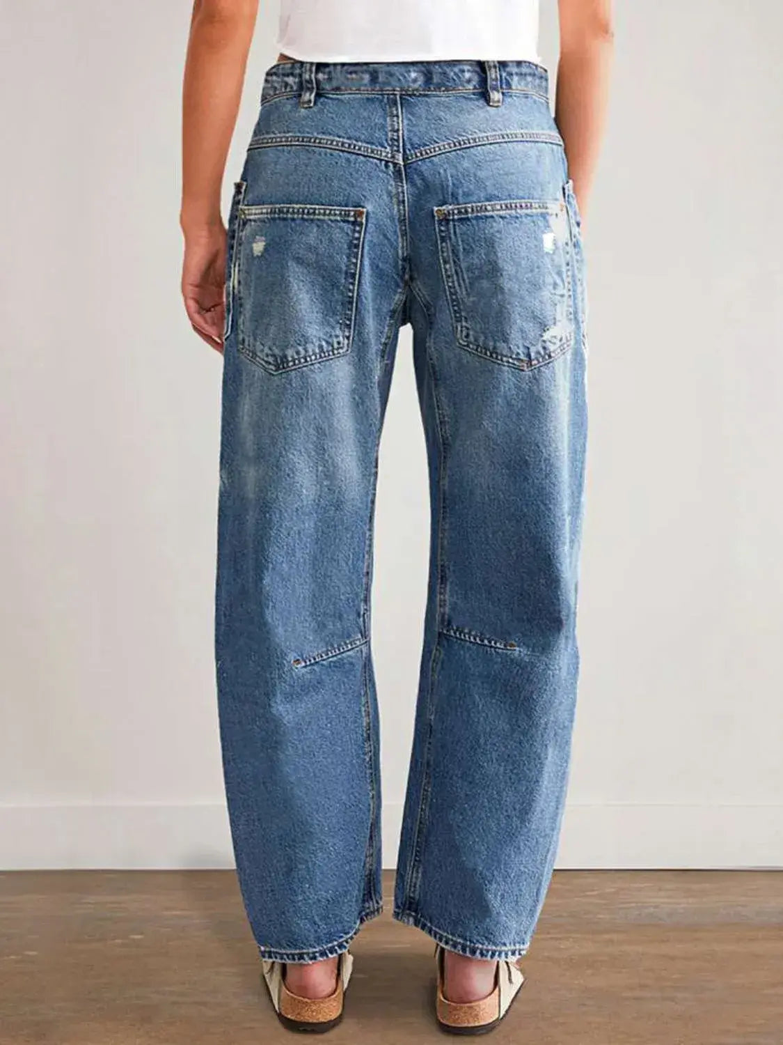Distressed Jeans with Pockets - Trendsi - Flyclothing LLC