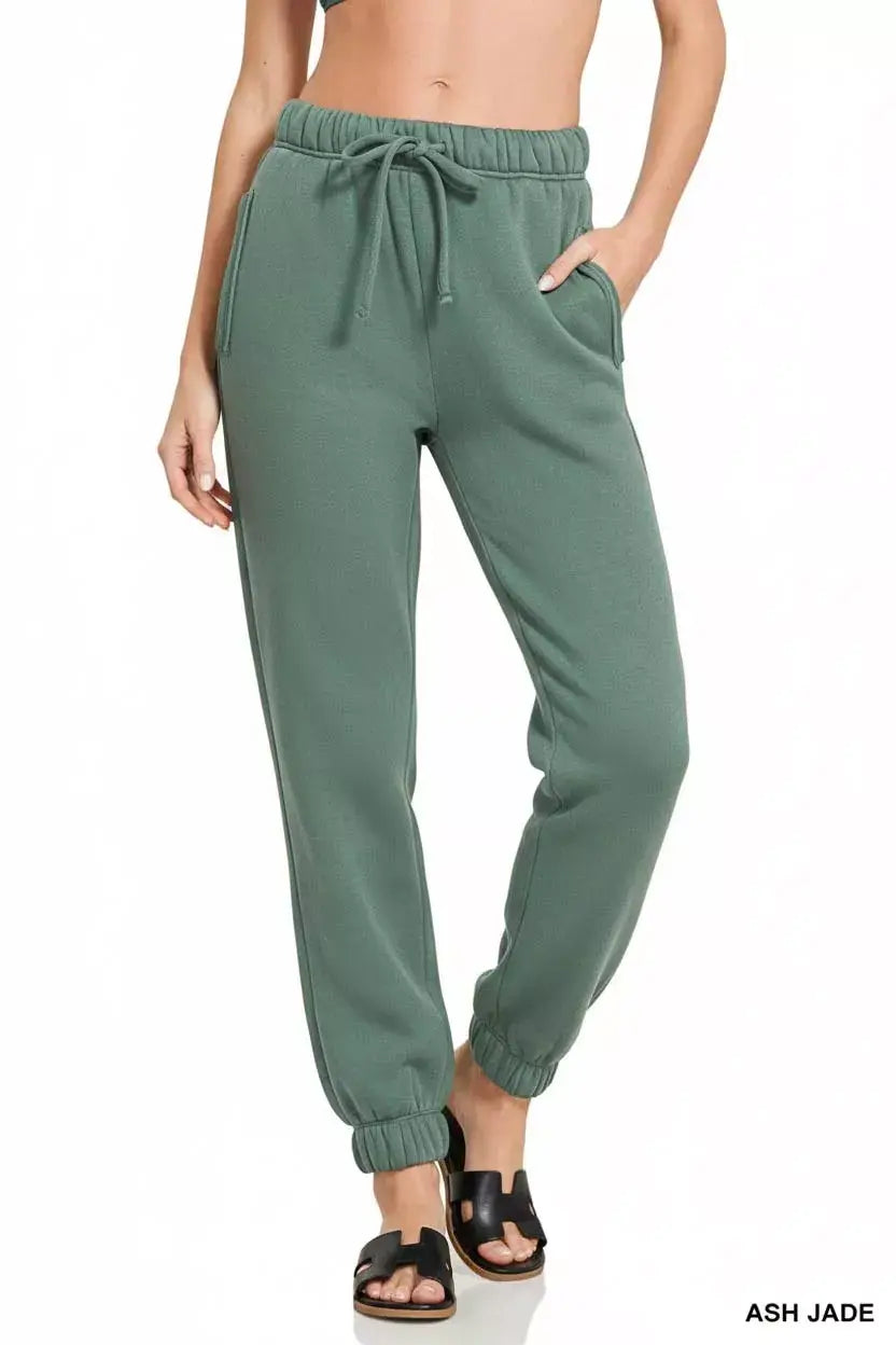 Zenana Fleece Drawstring Joggers With Pocket - Trendsi - Flyclothing LLC