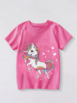 Children's Unicorn Graphic Short Sleeve T-Shirt - Trendsi - Flyclothing LLC