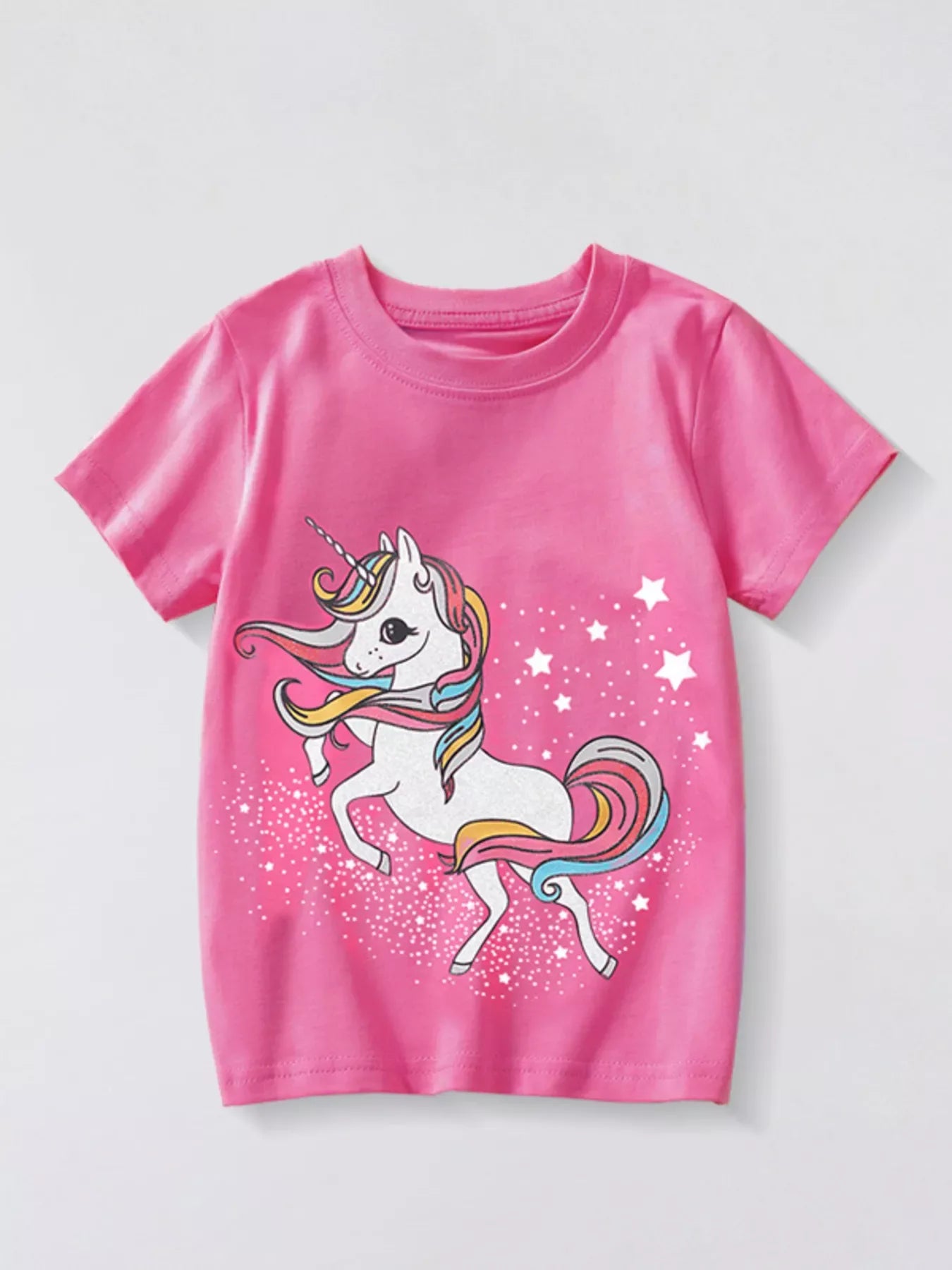 Children's Unicorn Graphic Short Sleeve T-Shirt - Trendsi - Flyclothing LLC