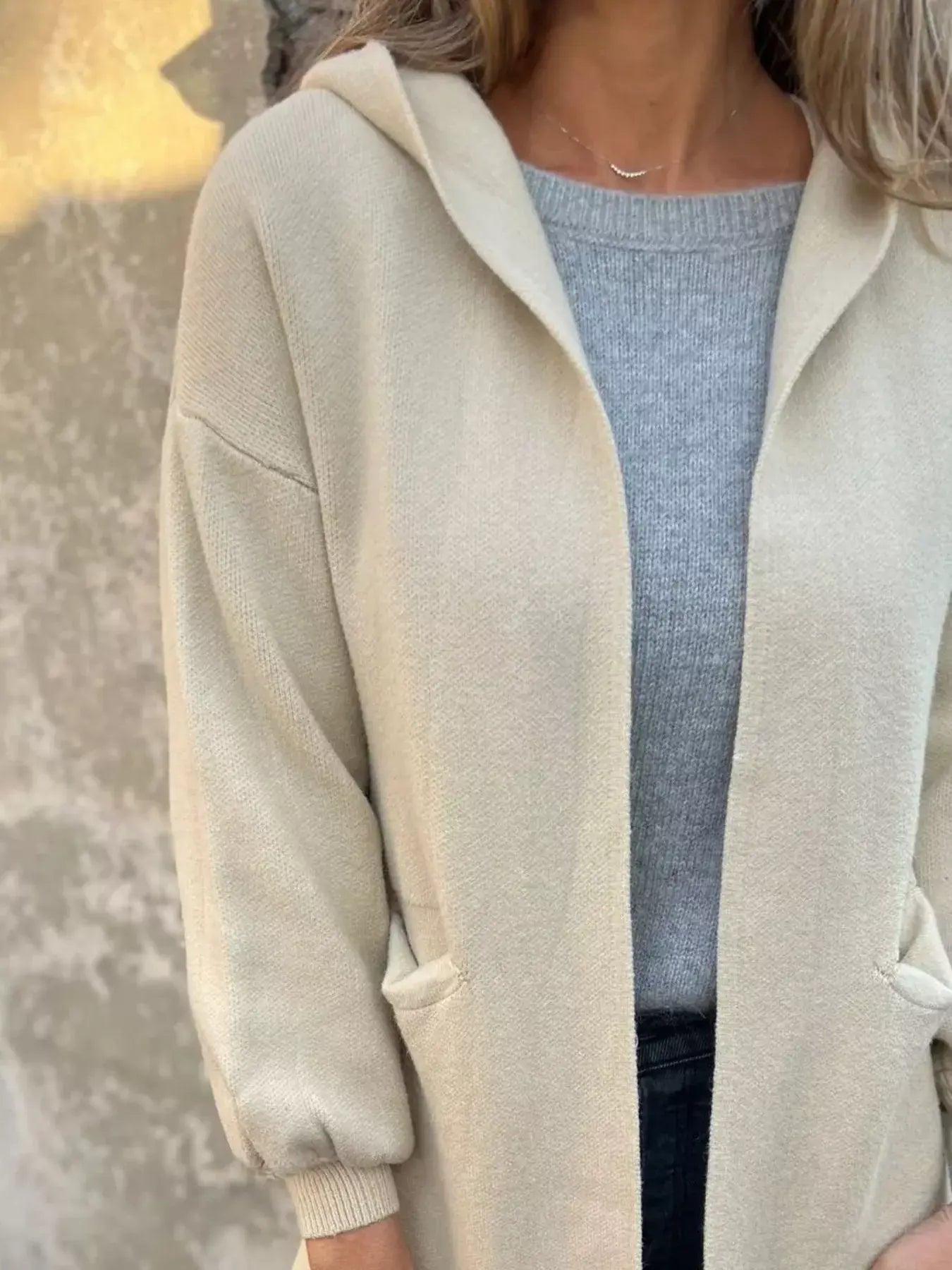 Full Size Open Front Drop Shoulder Hooded Cardigan Plus Size - Trendsi - Flyclothing LLC