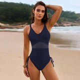 Drawstring Ruched V-Neck One-Piece Swimwear - Trendsi