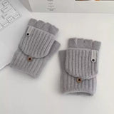 Convertible Knit Fingerless Gloves with Mitten Cover - Trendsi - Flyclothing LLC