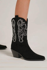 Beast Fashion Rhinestone Detail Point Toe Boots - Trendsi - Flyclothing LLC