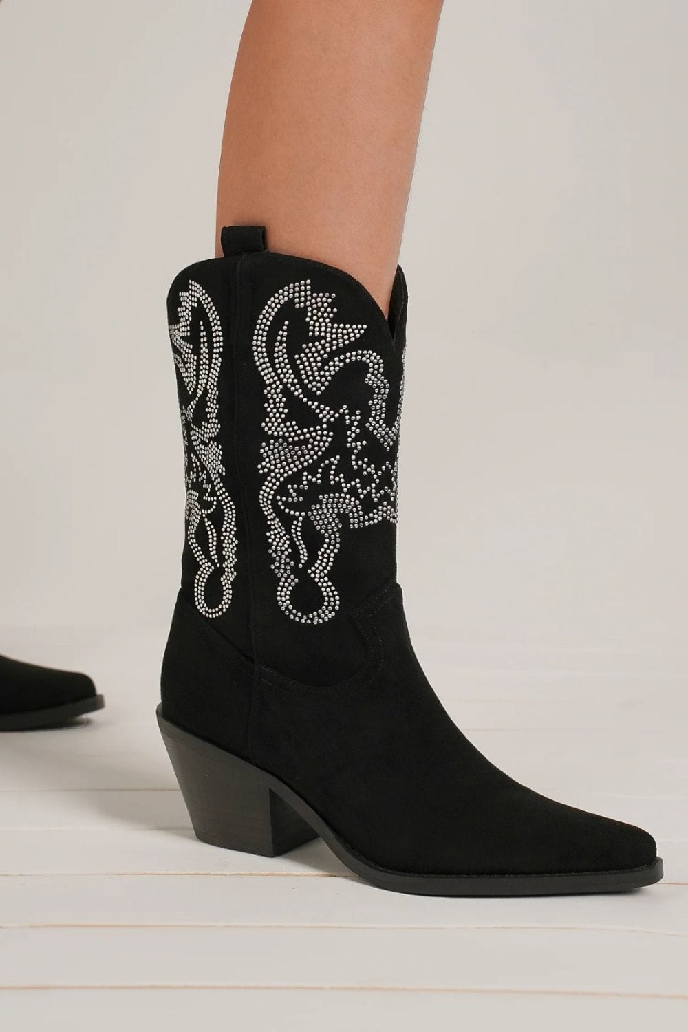 Beast Fashion Rhinestone Detail Point Toe Boots - Trendsi