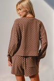 Double Take Checkered Half Button Top and Shorts Set - Trendsi