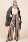 Mittoshop Striped Satin Elastic Waist Wide Leg Pants - Trendsi - Flyclothing LLC