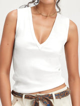 Solid V-Neck Tank - Trendsi - Flyclothing LLC