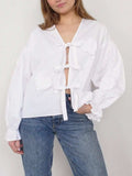 Tied Flounce Sleeve Blouse - Trendsi - Flyclothing LLC