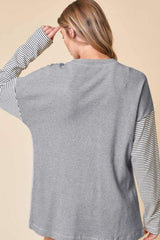Open Front Long Sleeve Striped Cardigan with Pockets - Trendsi - Flyclothing LLC