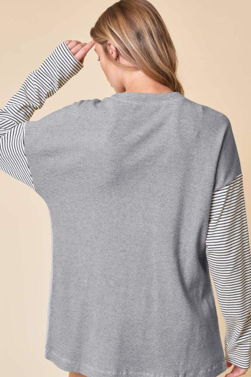 Open Front Long Sleeve Striped Cardigan with Pockets - Trendsi - Flyclothing LLC