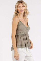 Mittoshop Crisscross Back Lace Detail V-Neck Cami - Trendsi - Flyclothing LLC