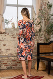 Sew In Love Full Size Printed Surplice Three-Quarter Sleeve Dress - Trendsi