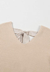Tied Back V-Neck Long Sleeve Sweater - Trendsi - Flyclothing LLC