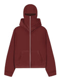 Men's Zip Up Long Sleeve Hoodie with Mask - Trendsi