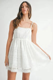 MABLE Eyelet Lace Babydoll Mini Cami Dress - Trendsi