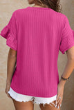 Round Neck Flounce Sleeve Blouse - Trendsi - Flyclothing LLC