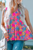 Ruffled Printed V-Neck Tank - Trendsi - Flyclothing LLC