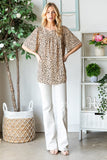 Heimish Full Size Animal Print Flutter Sleeve Blouse - Trendsi