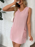 Texture Pocketed V-Neck Tank Dress - Trendsi - Flyclothing LLC