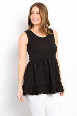 Be Stage Ruffled Sleeveless Babydoll Top - Trendsi