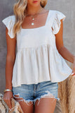 Full Size Ruffled Square Neck Cap Sleeve Blouse - Trendsi
