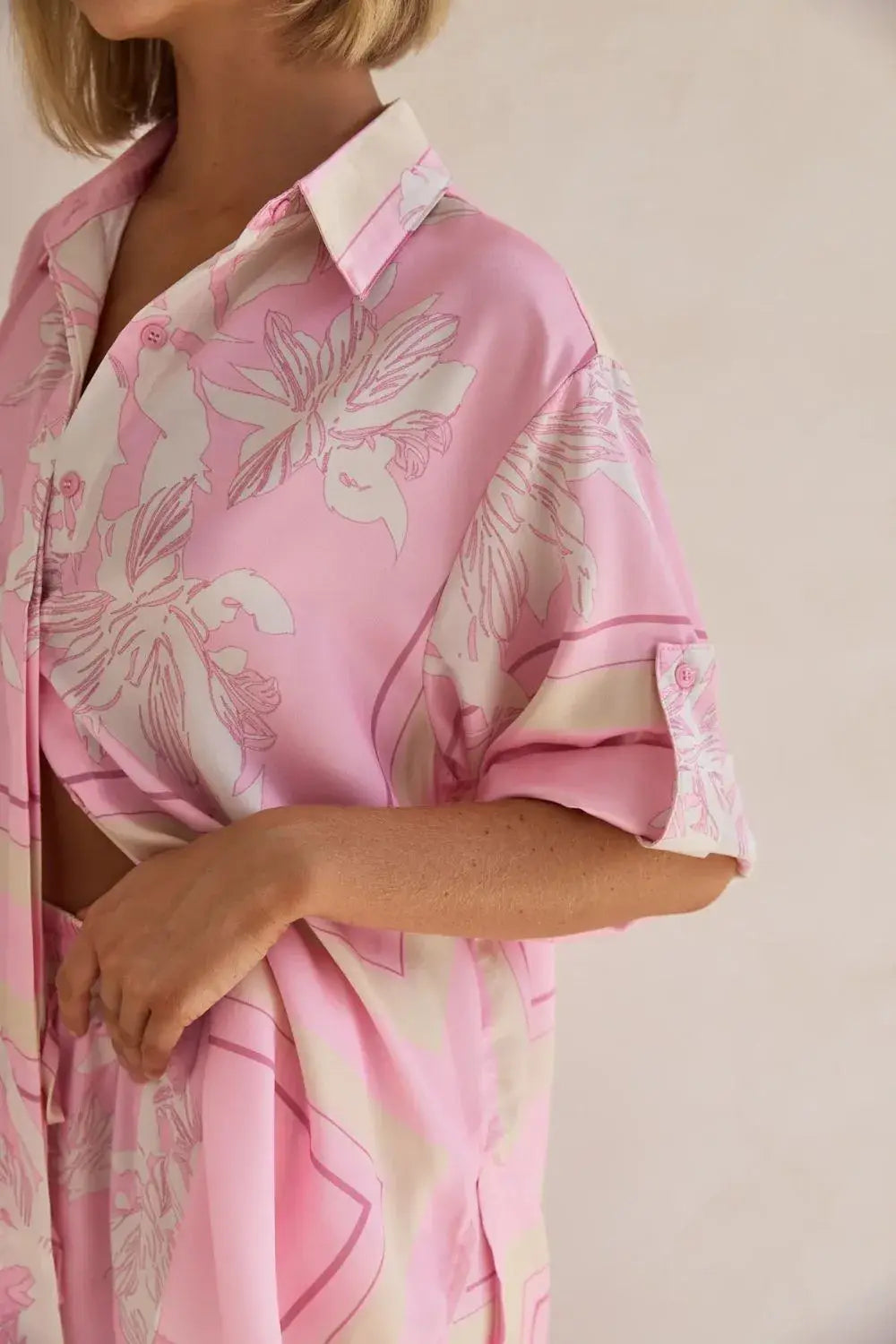 Printed Button Up Shirt and Pants Set - Trendsi - Flyclothing LLC