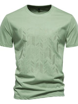 Men's Round Neck Geometric Embroidered T-Shirt - Trendsi - Flyclothing LLC